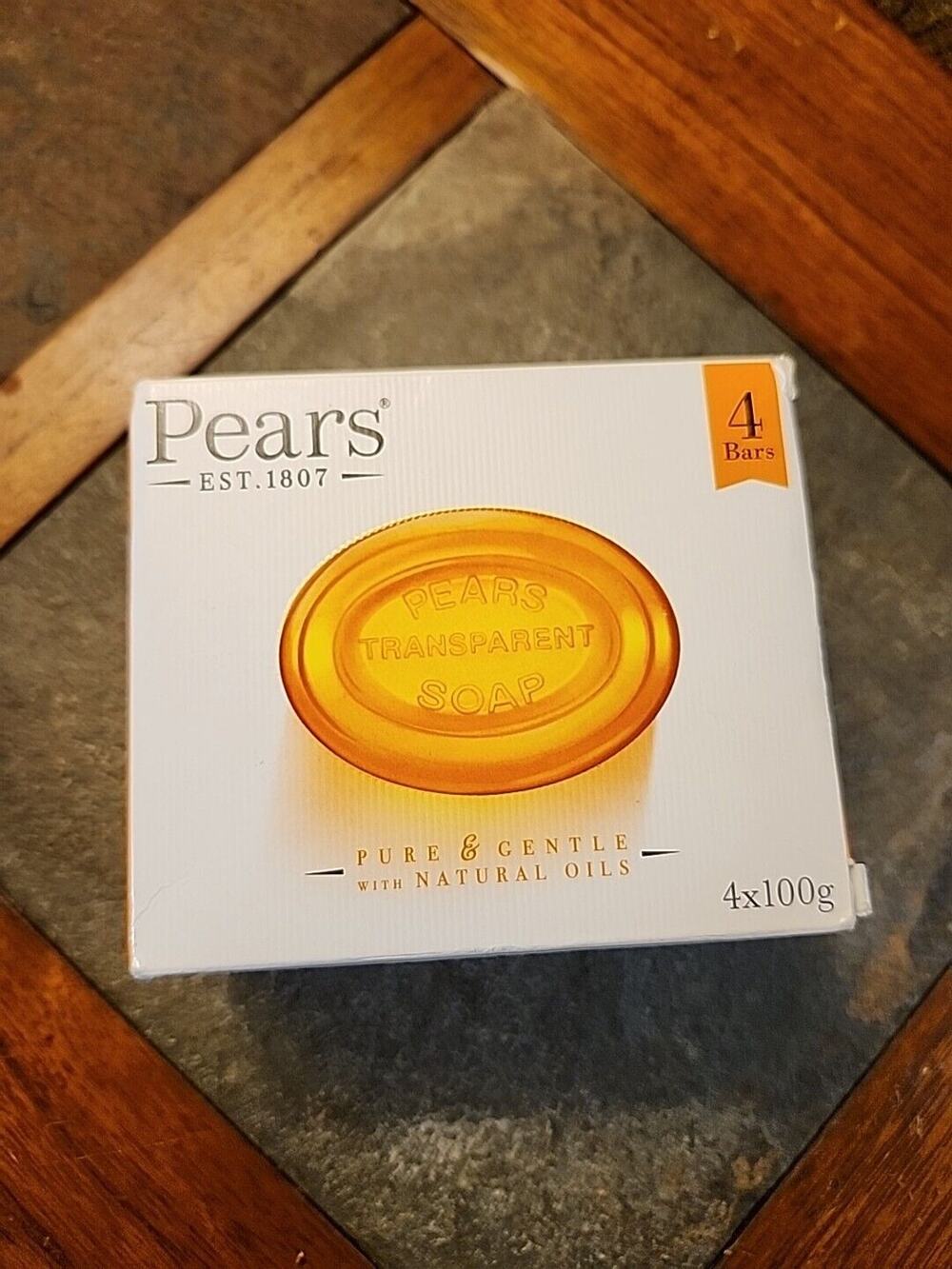 Pears Transparent Bar Soap Pure & Gentle with Natural Oils 4 x 100g